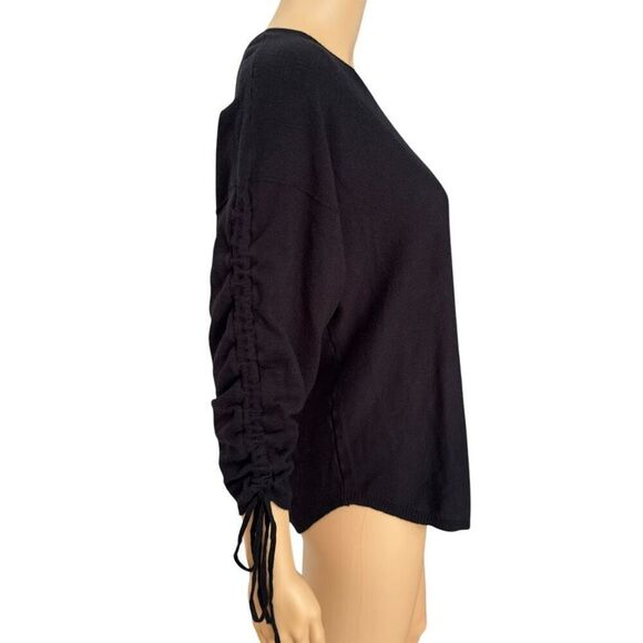 Max Studio Women's Ruched Sleeve Knit Sweater black size S NWT - Picture 3 of 8